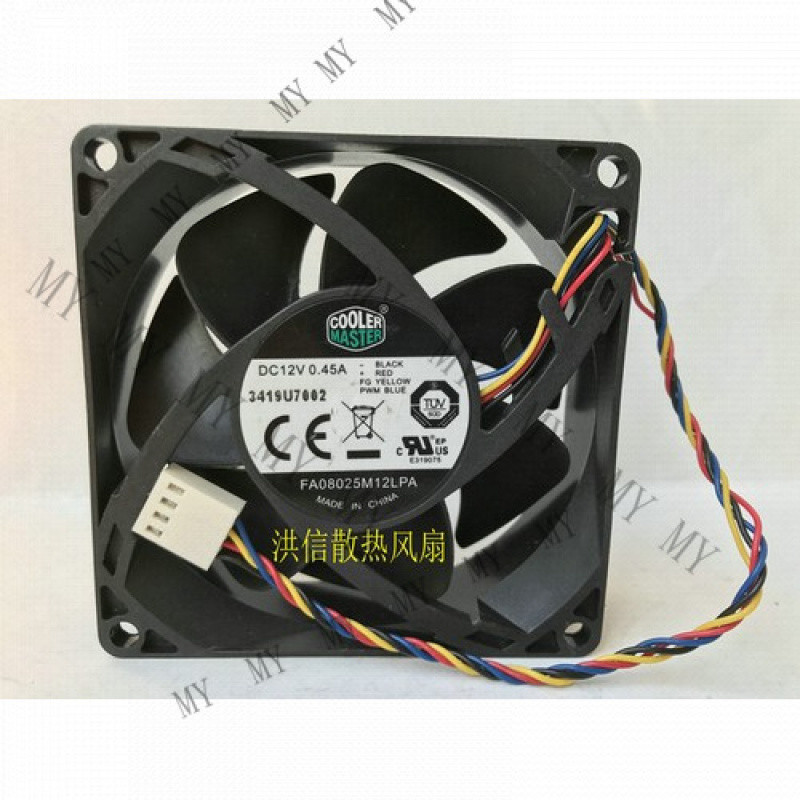 TT 1 PCS for COOLER MASTER Fan FA08025M12LPA DC 12V 0.45A 8025 8CM 4 Pin cooling fan