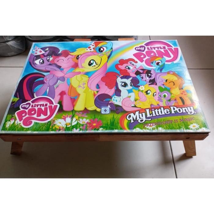 Meja Belajar Lipat/Meja Kayu Plitur/Meja Lipat Kayu Anak/Meja Laptop Anak Plastik