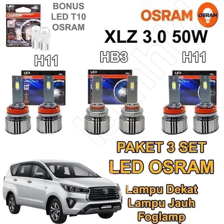 Ready Paket 3 Set LED Innova Reborn OSRAM XLZ 3.0 50W Lampu Dekat + Jauh + Foglamp