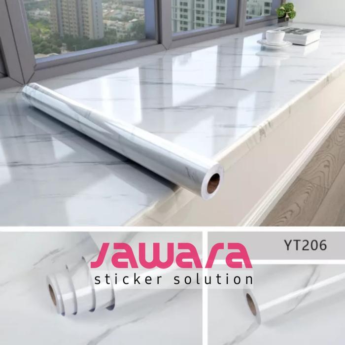 stiker marble marmer glossy putih wall sticker dinding Dapur