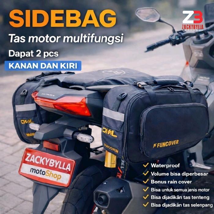 Sidebag Tas Samping Motor Touring Kanan Kiri Funcover Sepasang Side Bag Oval Pasti Ori