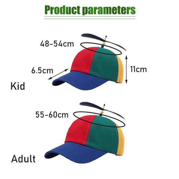 Topi Baseball Baling Baling Anak/Dewasa Flying Cap Hat Warna Warni Topi Anak Dewasa Pelangi