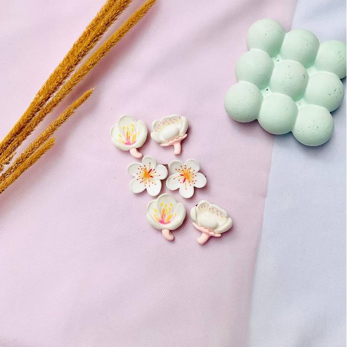 Paket Mini Bros Clay Bunga Sakura Aesthetic Lucu Toples Isi 10Pcs Clips Jepitan Kerudung Terlaris