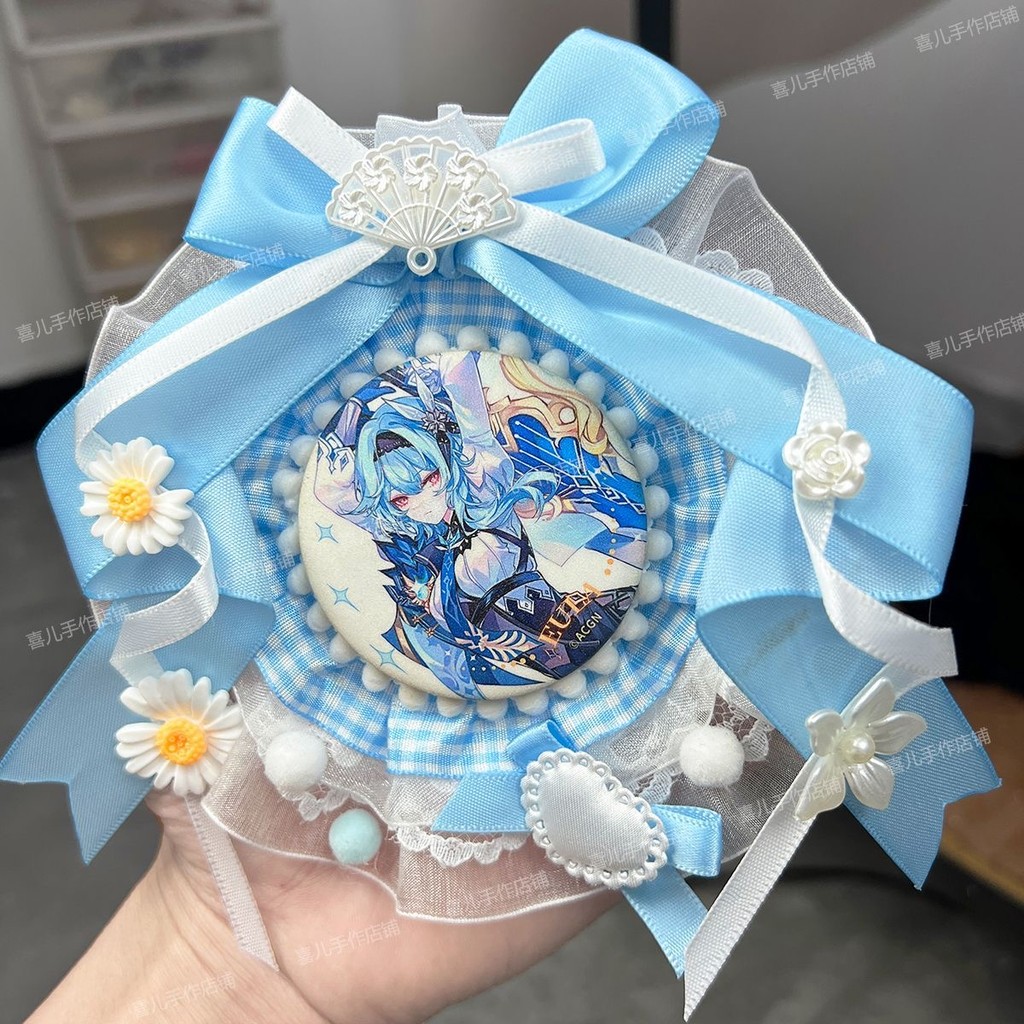 ita bag accessories Cute Plaid Lace Badge Holder Anime Goods Display Handmade DIY Itabag Decoration