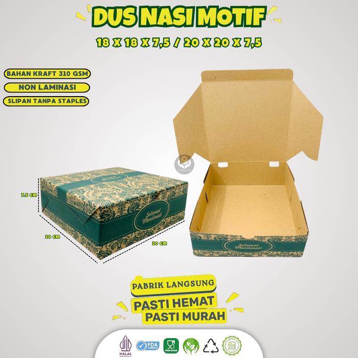 [50 Pcs] Dus Nasi 18X18 / Box Nasi 18x18 / Dus Box Kotak Kardus Nasi Katering Makanan / Dus 18x18