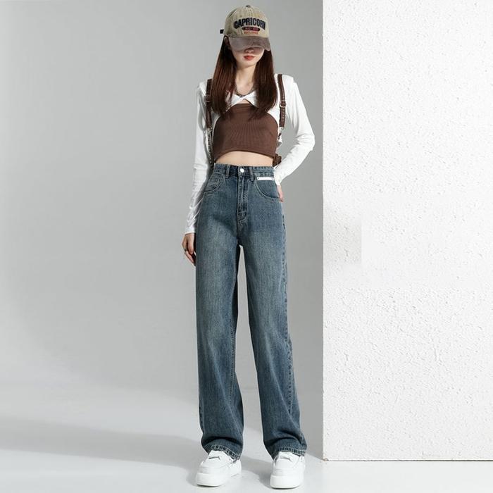 Sale- Celana Jeans Panjang Wanita Kulot High Waist Premium Korean Style Hitam Fit Kaki Nyaman Slim