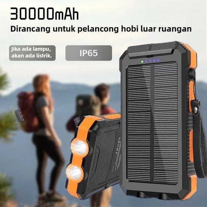 Solar Charging Outdoor Powerbank Membawa Kompas Sendiri tahan udara Pencegahan jatuh 30000MAH Fast