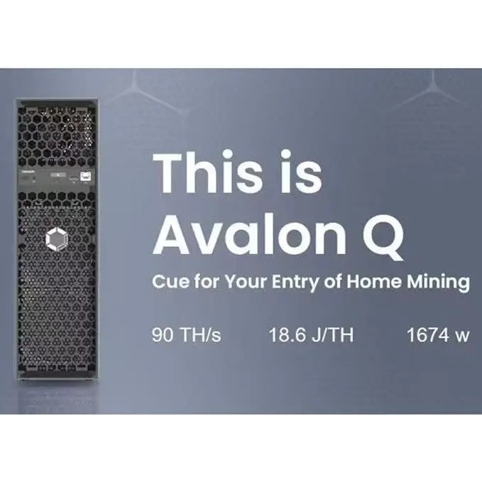 New Bitcoin Miner Avalon Q 90TH/s 1674W ASIC Miner Low Noise Home BTC Mining With PSU Avalon BTC