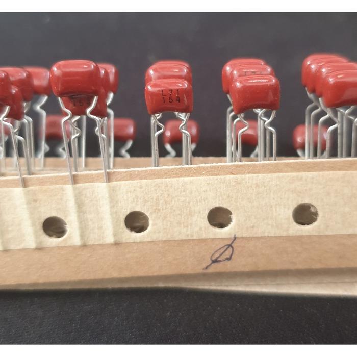 Capacitor Mylar Atau Kapasitor Milar 0.15Uf 50V Ecqv1H154Jl3 Panasonic - 1 Dus 1000Pcs
