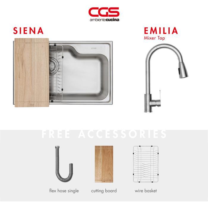 NEW PORODUK KITCHEN SINK BAK CUCI PIRING DAPUR STAINLESS STEEL 1 LUBANG CGS SIENA WORKSTATION SINK -