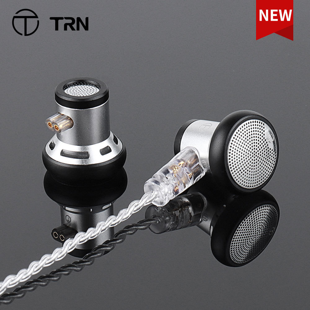 TRN EMA 14.2mm Dynamic Driver In Ear Earphone Bass Metal Flat Head Plug Earburd Replaceable Cable
