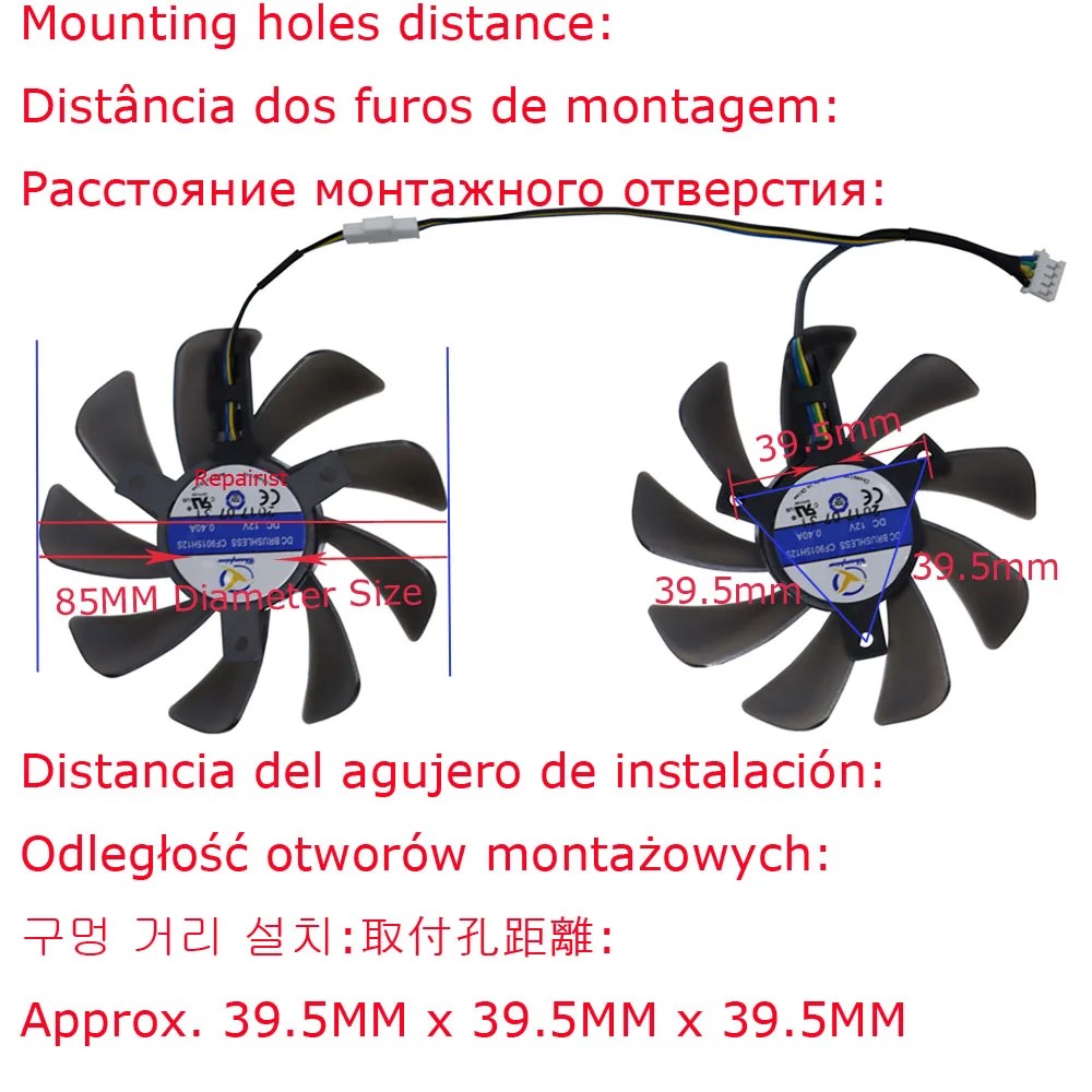 2Pcs/Set,Graphics Card Fan,CF9015H12S,For PowerColor Red Dragon Radeon RX 590 RX590 GME 8GB