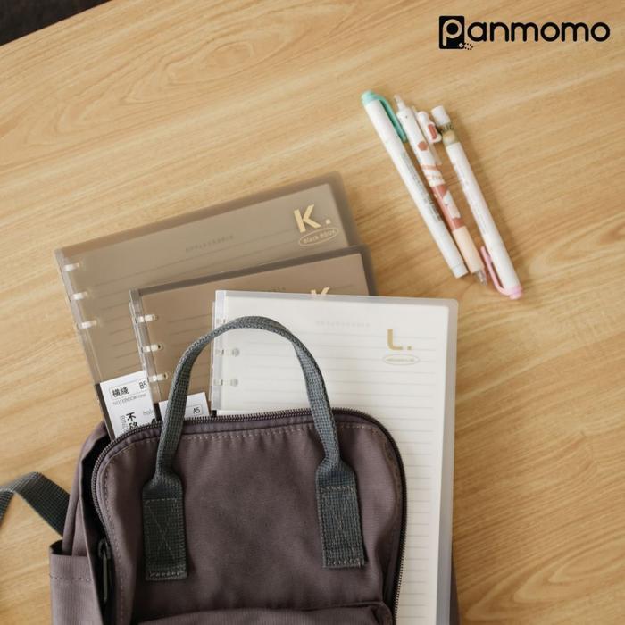 PANMOMO Hard Cover 6 Ring Binder A5/B5 Notebook Bergaris Transparant 60 Lembar Murah