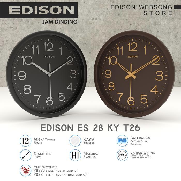 AMS - Bisa COD Jam Dinding Edison EDW 28 KY T 26 Timbul Diameter 310mm 31cm SH960