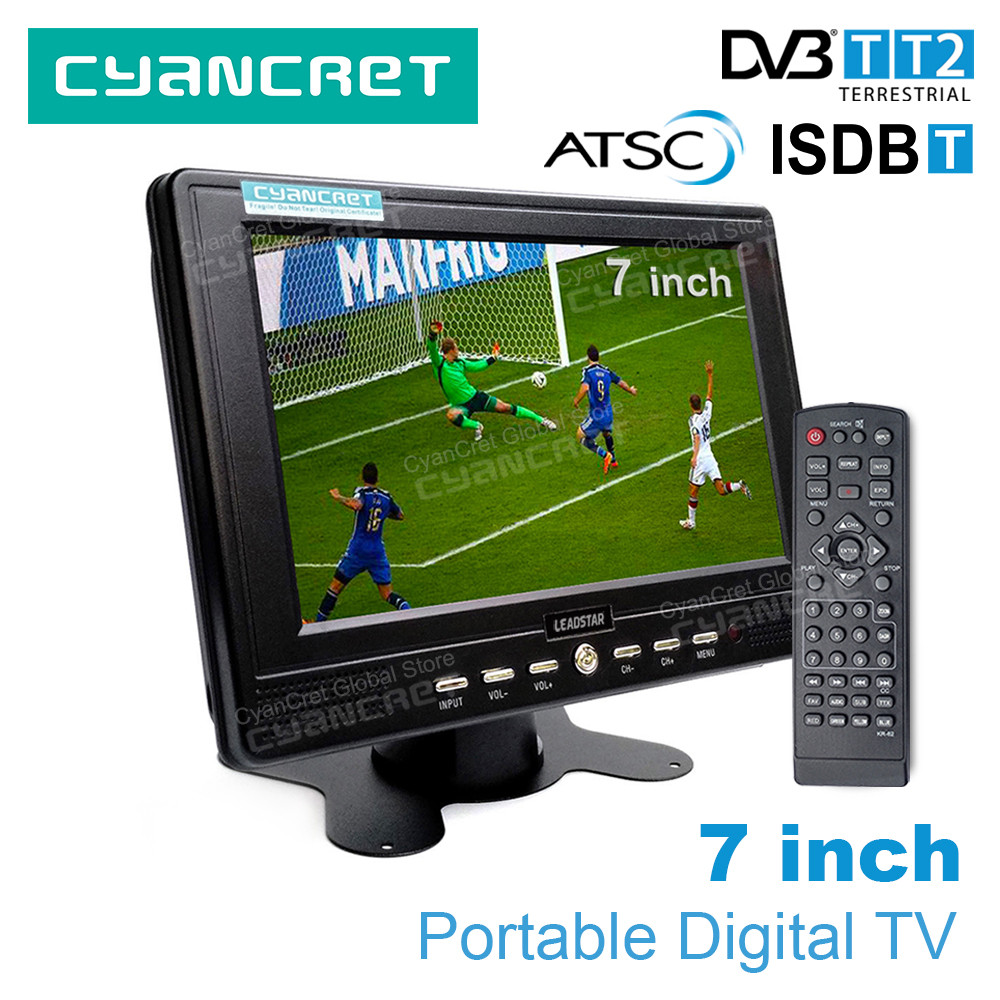 TV Portable LEADSTAR D768 7 Inch DVB-T2 ATSC ISDB-T TDT DTT Digital dan Analog Mini untuk Mobil, Duk