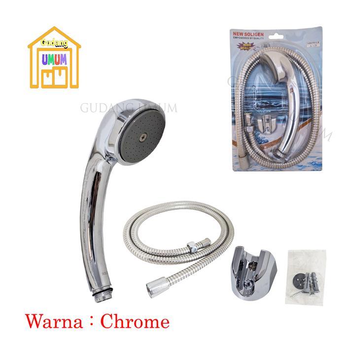 Hand Shower Mandi + Selang / Shower Mandi Plastik Pvc ABS A129 SOLIGEN