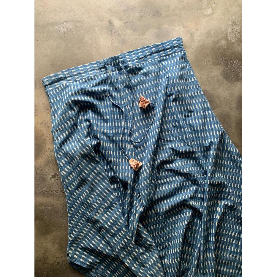 Palazzo Katun Motif Ombre Biru Medium - Celana Kulot Panjang Wanita