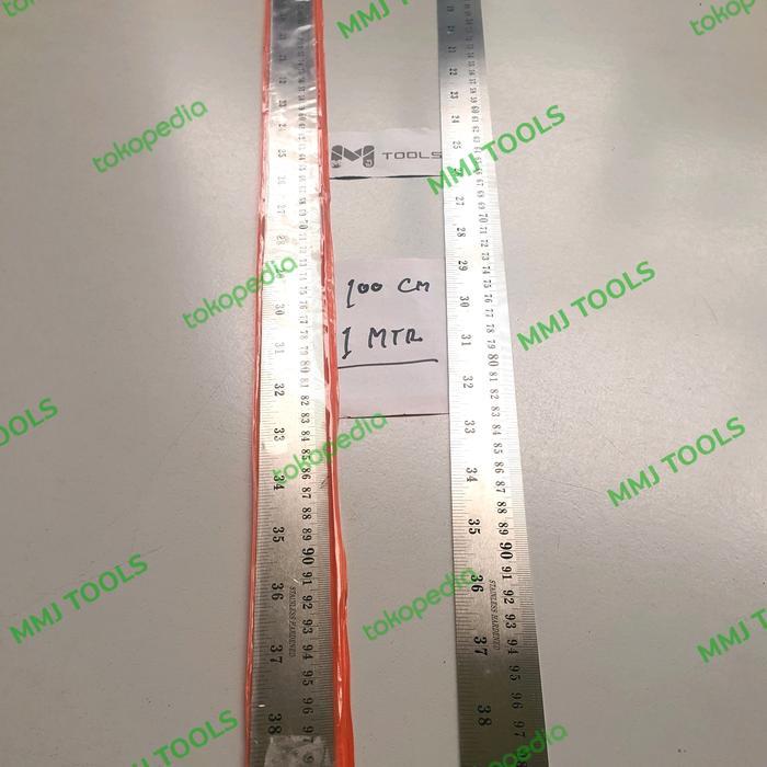 Penggaris Besi 1 Mtr (100 Cm) - Mistar Baja 1 Meter - Penggaris Baja