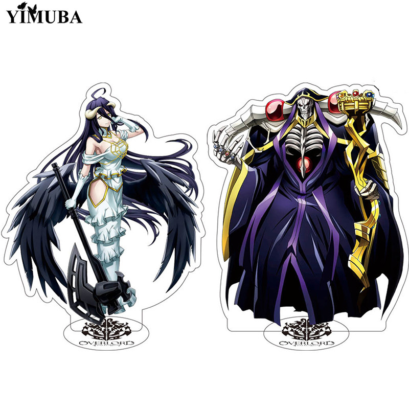 Japan Anime Overlord Stand Model Plate Albedo Ainz Ooal Gown Figure Standing Sign Toy Keychain Fans 