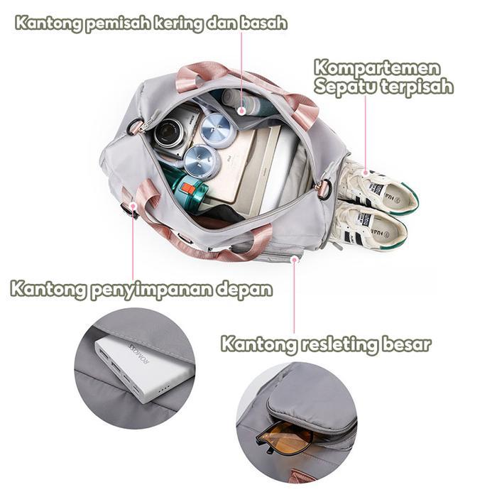Tas Travel Duffel Simple / Tas Gym Wanita / Tas Olahraga / Tas Travel Kabin / Tas Selempang