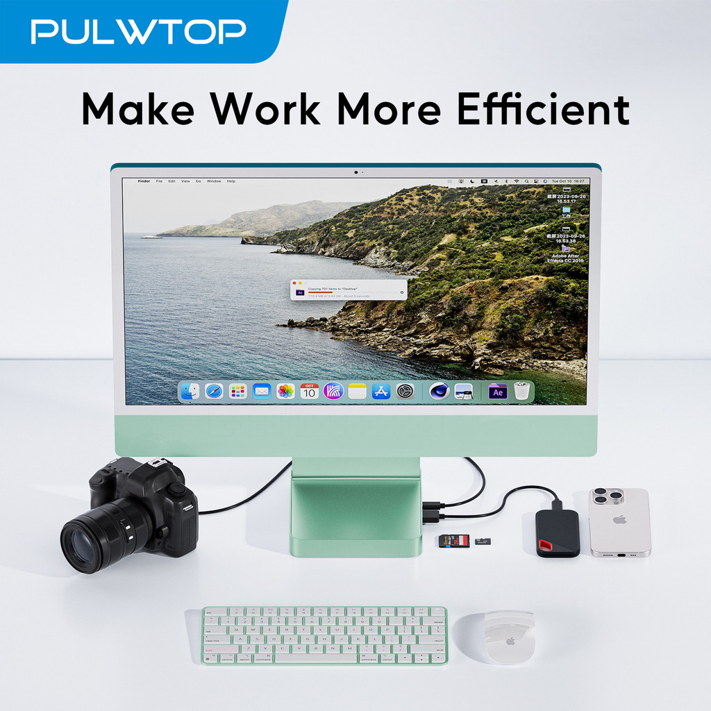 USB C HUB for iMac 24 inch, PULWTOP iMac Hub Adapter iMac Accessories for iMac M1/M3/M4 with USB C