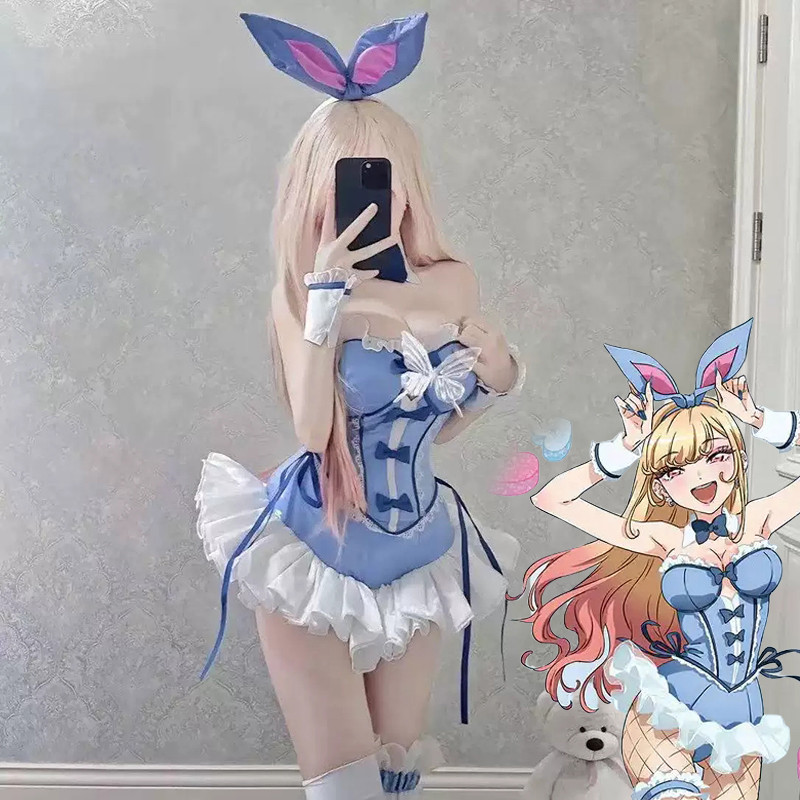 Anime My Dress Up Darling Kitagawa Marin Cosplay Costume Girl Blue Dress Cute Sexy Bunny Girl