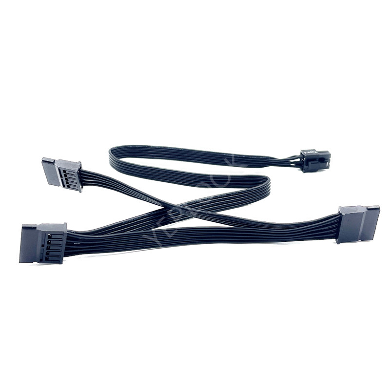 6Pin to 3x SATA Straight, 50+15+15CM 18AWG, SSD HDD Power Cable for Corsair AX1600i, AX1000, AX850