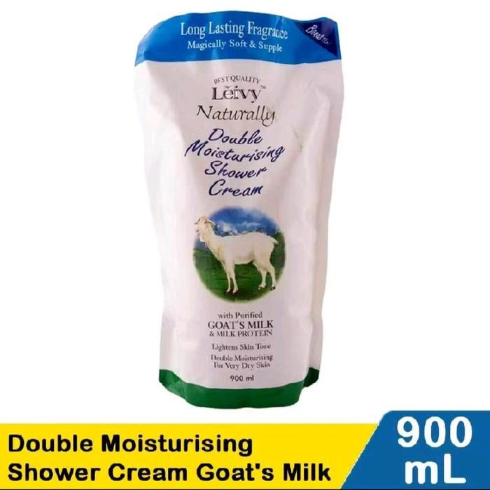 Leivy Naturally Double Moisturising Shower Cream Goat'S Milk 900Ml Soap Cair Mandi Membersihkan