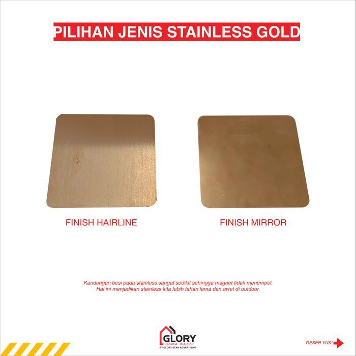EKSLUSIF GHD Nama Ruangan / Room Sign Laser Cut Stainless Gold + Akrilik Custom