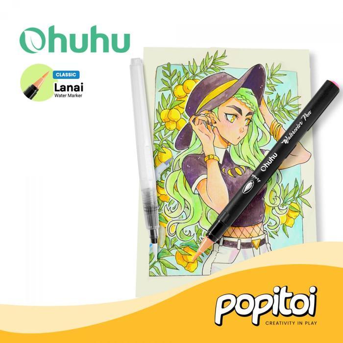 NEW PRODUK OHUHU LANAI 24 COLORS WATERCOLOR BRUSH PEN MARKERS SPIDOL KUAS WARNA WARNI THANKYOU &