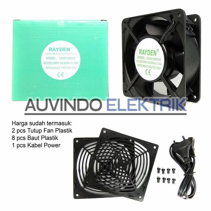 TERBARU COOLING FAN 4INCH 12X12X3,8CM RAYDEN KIPAS PENDINGIN PANEL KOMPUTER AC VOLT 220V COLOK