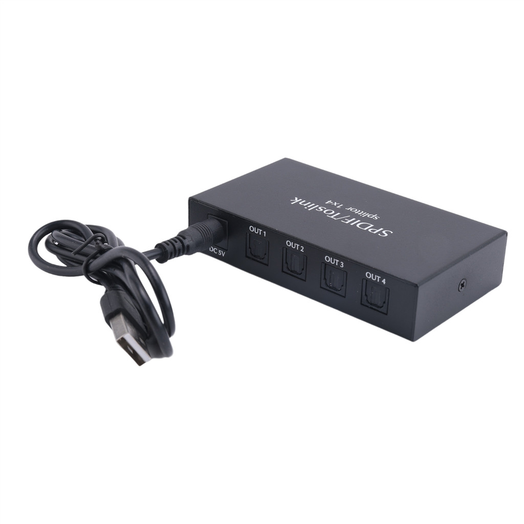New Digital Optical Audio 1X4 Splitter Digital SPDIF Toslink Optical Fiber Audio Splitter 1 in 4 Out