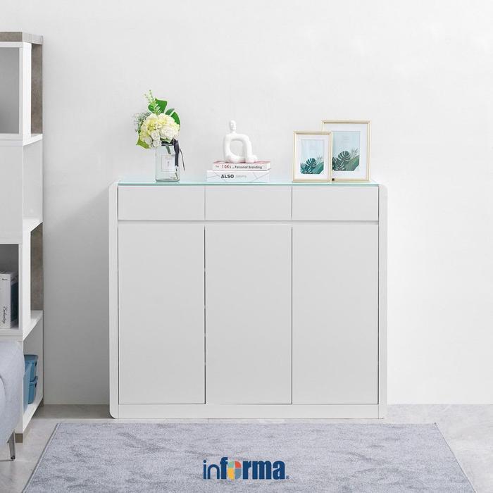 Informa Dolce Kabinet 3 Pintu Dengan 3 Laci - Putih Bufet Minimalis Kabinet Serbaguna Meja Konsol Al