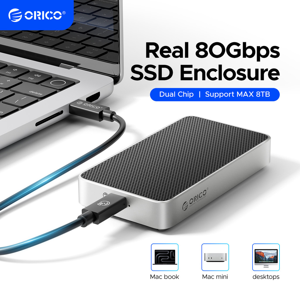 ORICO 80Gbps Thunderbolt 5-Compatible SSD Enclosure Dual Chip Compatible with Thunderbolt 5/4/3/USB