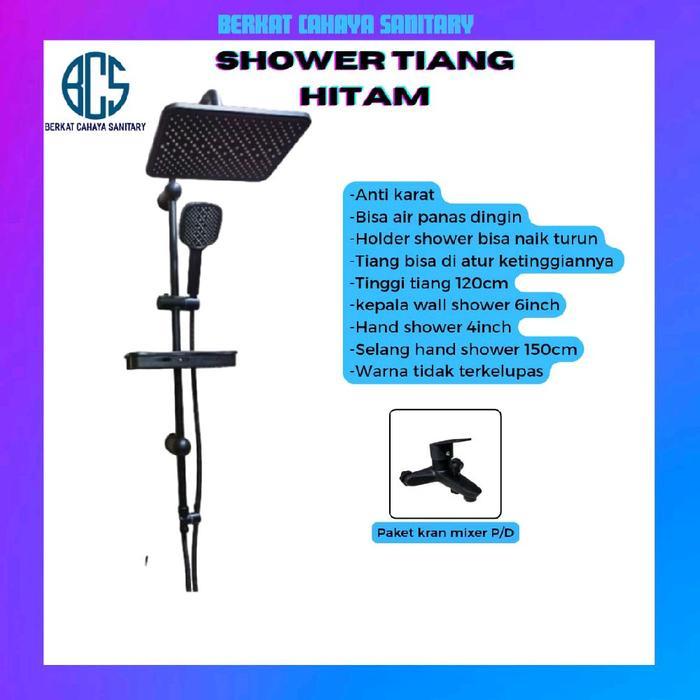 Paloma - Shower Column Shower Tiang Full Set Kran Dingin Panas/Dingin Black Hitam