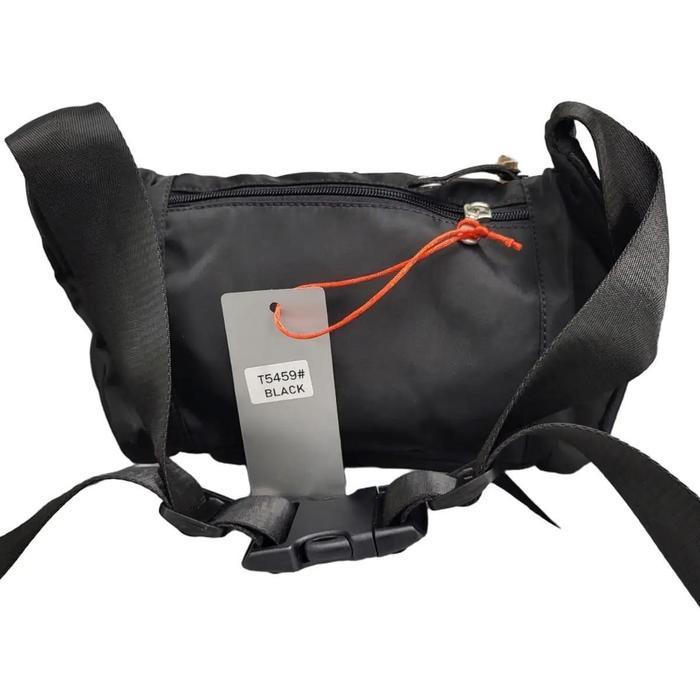 Tas Pinggang Pria/Wanita Tough Warrior 5459 Import Kulit Hitam Selempang Parachute #Gratisongkir