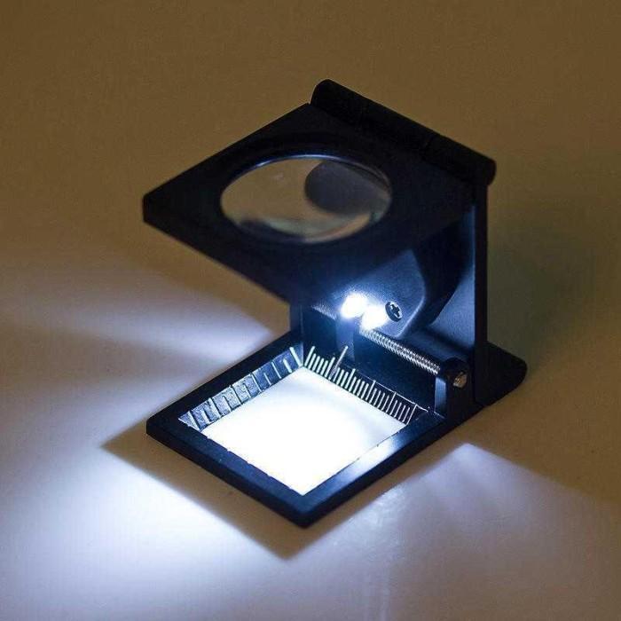 Kaca Pembesar Lup Magnifier 10x Double LED Foldable - SR1