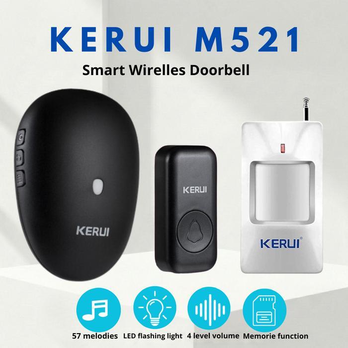 NEW PORODUK KERUI M521 BELL ALARM BEL RUMAH WIRELESS SENSOR GERAK WIRELESS KERUI M521 PIR MOTION