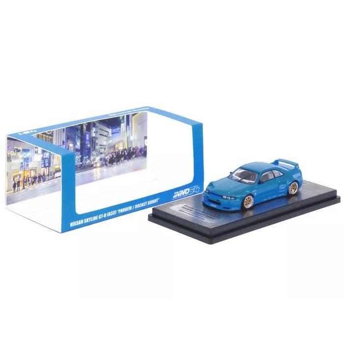 IN64-R33P-BLU Inno64 Nissan GTR R33 Pandem Rocket Bunny Blue Diecast Inno