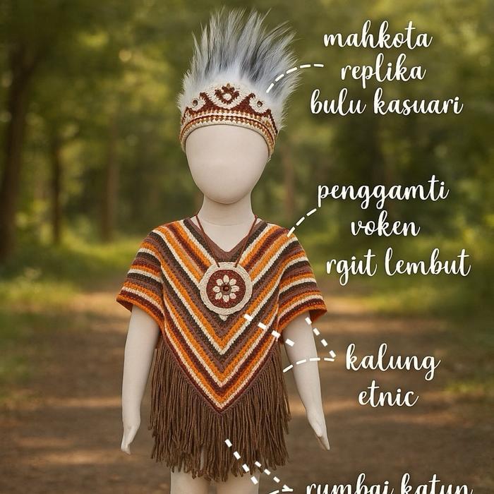 TERMURAH Kostum Karnaval APapua Wna Yokal Sali Suku Dayak Baru Anak Remaja Dewasa Perempuan Laki