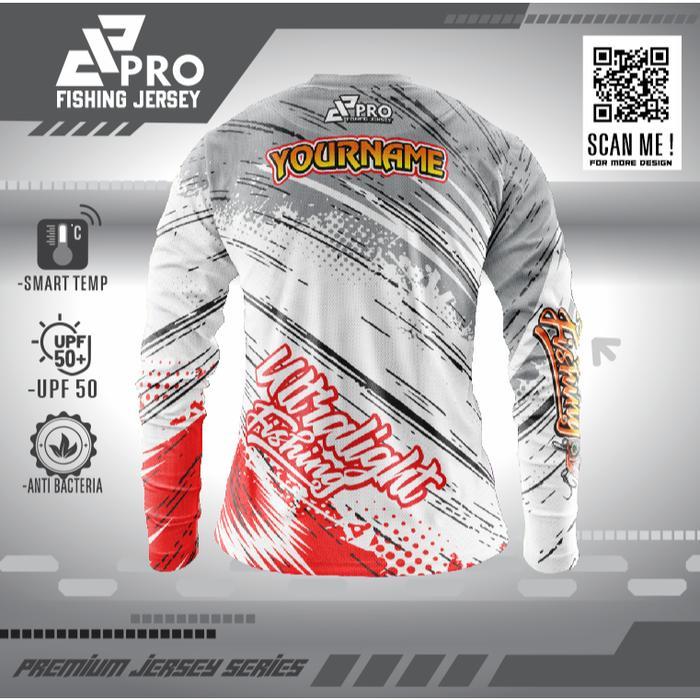Ready Finquest Jersey Mancing Custom Ultralight White Bisa Custom Nana Dan Logo