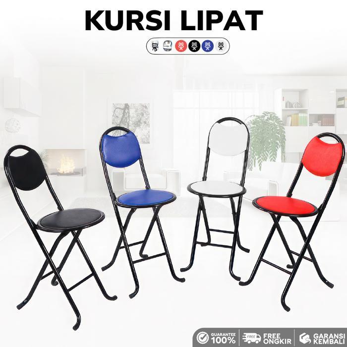 Kursi Lipat Bulat Serbaguna Foldable Chair Rangka Besi Kuat Sandaran Nyaman Minimalis Praktis