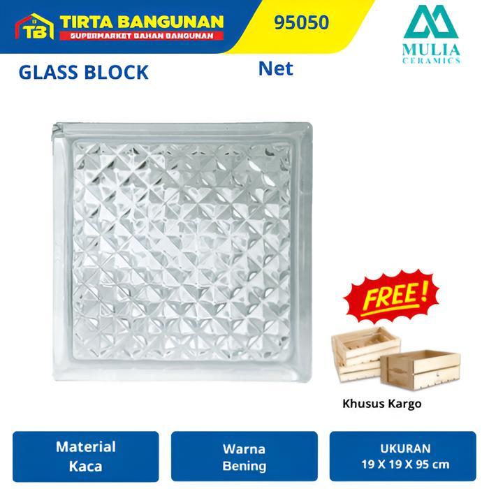 NEW PRODUK MULIA 95050 NET 19 X 19 X 9.5 CM GLASS BLOCK BALOK KACA GLASS BOX KACA KAYU PINTU