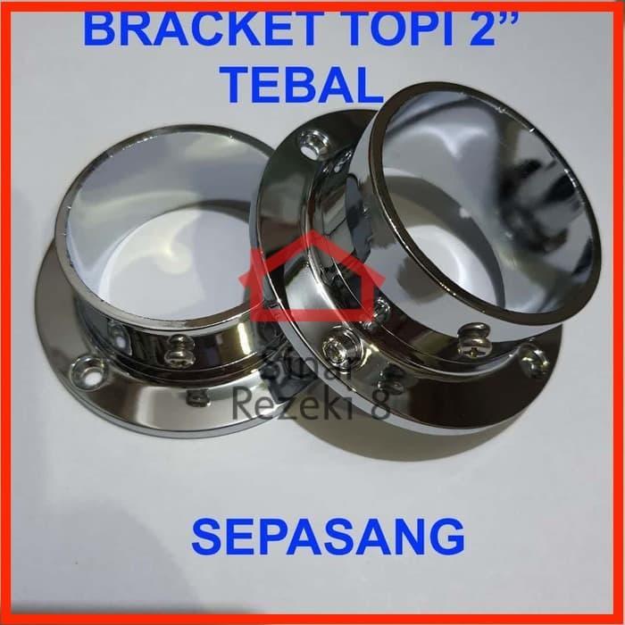 Bracket Topi 2" INCH TEBAL / Gantungan Peyangga Pipa Bulat Stainless .