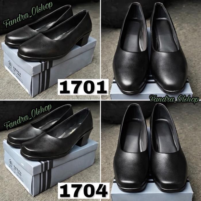 Laviola - Sepatu Pdh Pantofel Dinas Wanita Kulit Hitam Dove Heels 5Cm