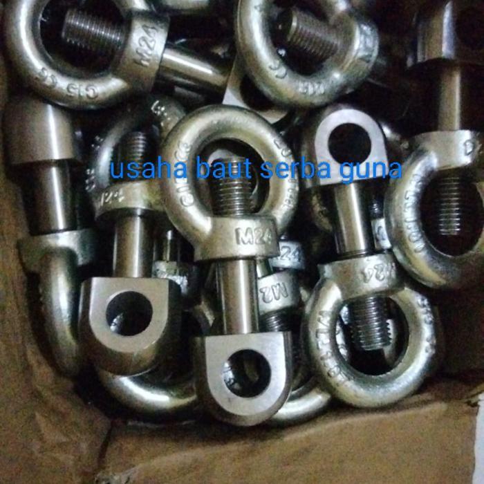 TERLARIS baut mata / eye bolt M 24x150 pitch..3 ..0 satu set eye nut / mur mata