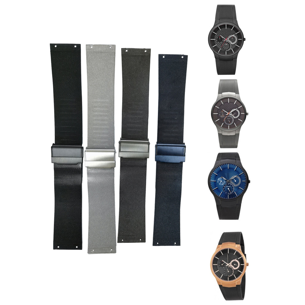 NZZXTO Replacement Watch Band for Skagen Unisex Watch with Screw 24mm (hole spacing 15MM) 809XLTTM