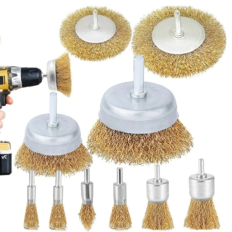Wire Brush Wheel Cup Brush Set,Set Coarse Crimped 1/4 Inch Shank Wire Wheel for Drill Attachment Cop
