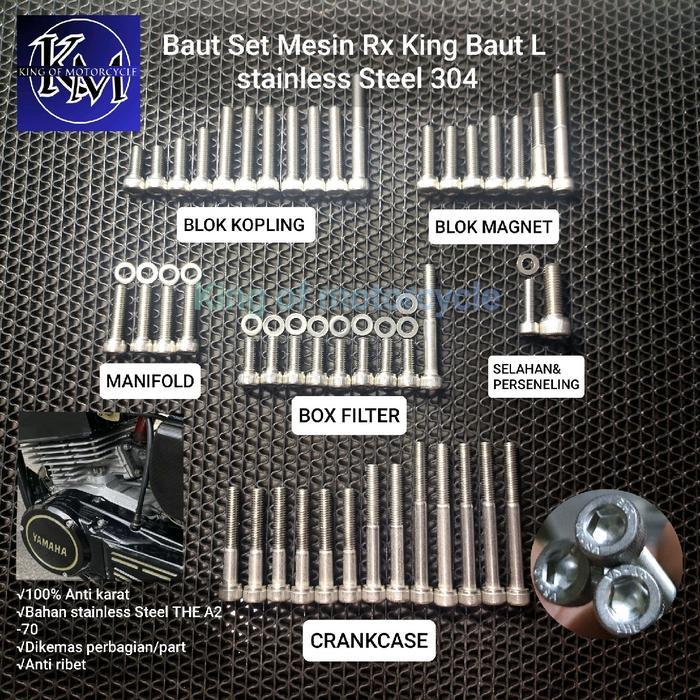 Baut Set Mesin Stainless Steel Rx King-Baut L 100% Anti karat Set mesin Rx king