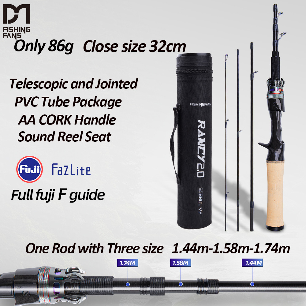 FISHINGFANS Portable Telescopic Position adjust size Fishing Rod UL Carbon Fiber FUJI F GUIDE